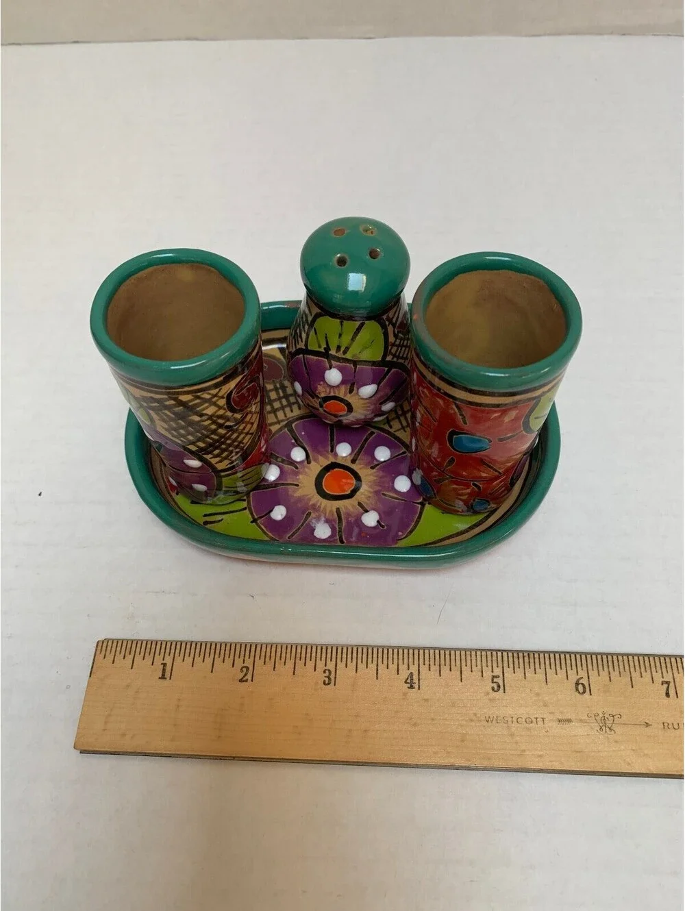 NWOT Mextequil 4 Piece Talavera Set Mexican Folk Art Tequila Set
